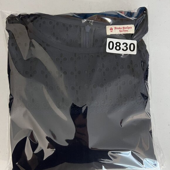 Brooks Brothers Red Fleece Womens XL Navy Eyelet Lace Yoke Shift Dress Stylish - Picture 15 of 15